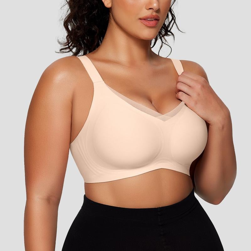 Damesschoenen Draadloze V-Hals Oversteek Mesh Naadloze Push-Up BH