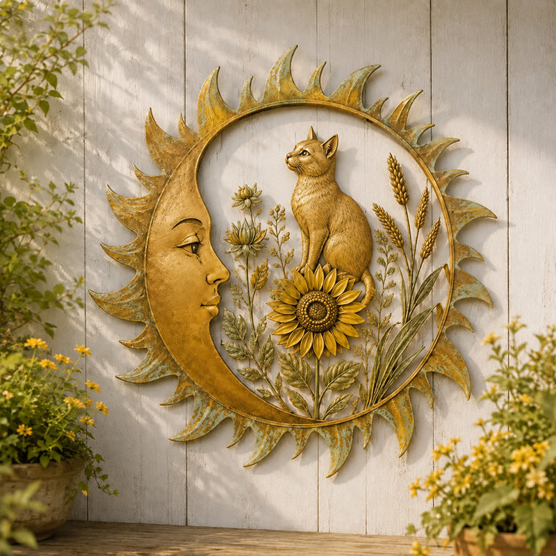 🌞 Collectie vintage wanddecoraties met zonnemotief