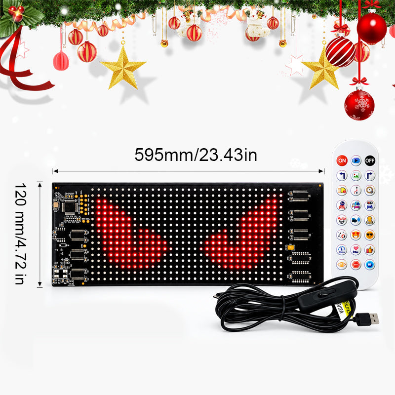 🎅🚗 Geanimeerd LED-autodisplay — Via app te bedienen feestelijk raamscherm, gevoed via USB-C