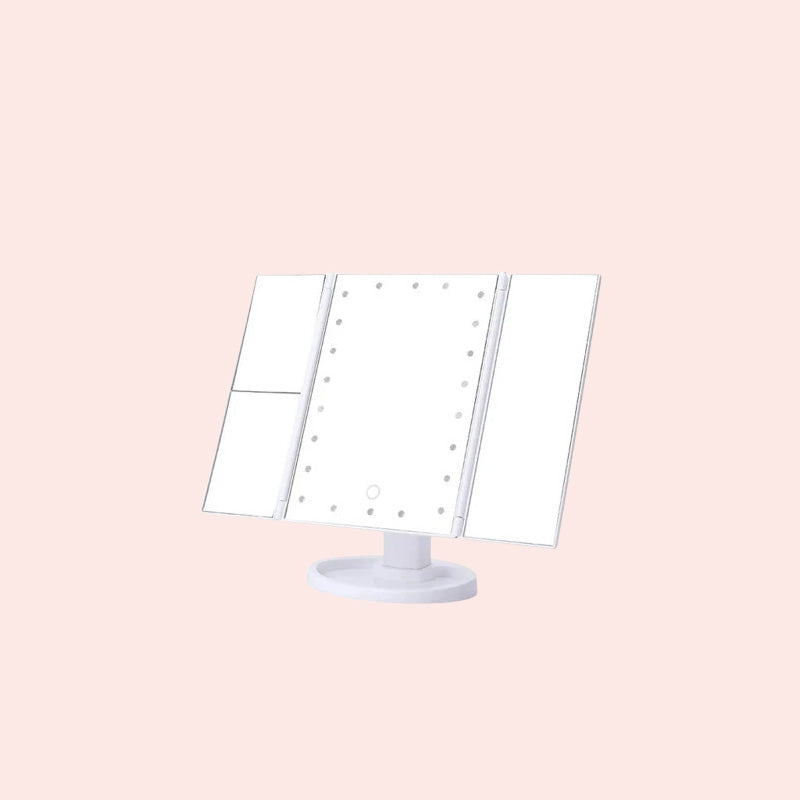 Driezijdige inklapbare Led make-up spiegel