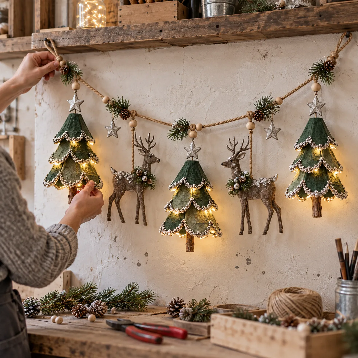 ππ¦ Handgemaakte Kerstbos Decoratie met Licht β Een Betoverend Wintertafereel