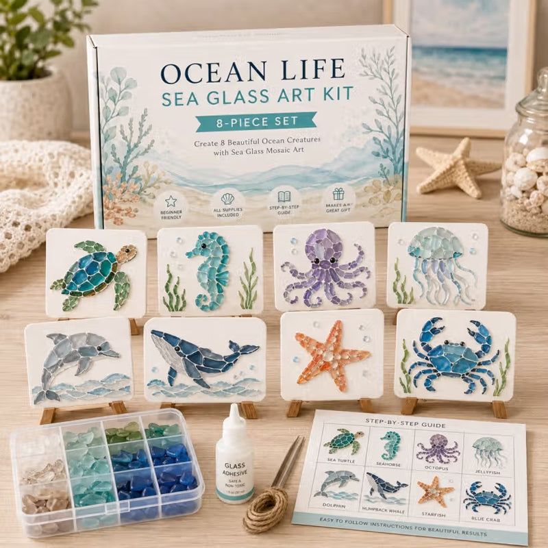 🎨🌊 Zeeglas Kunstset – Maak een Prachtig Mozaïekmeesterwerk ✨🖼️