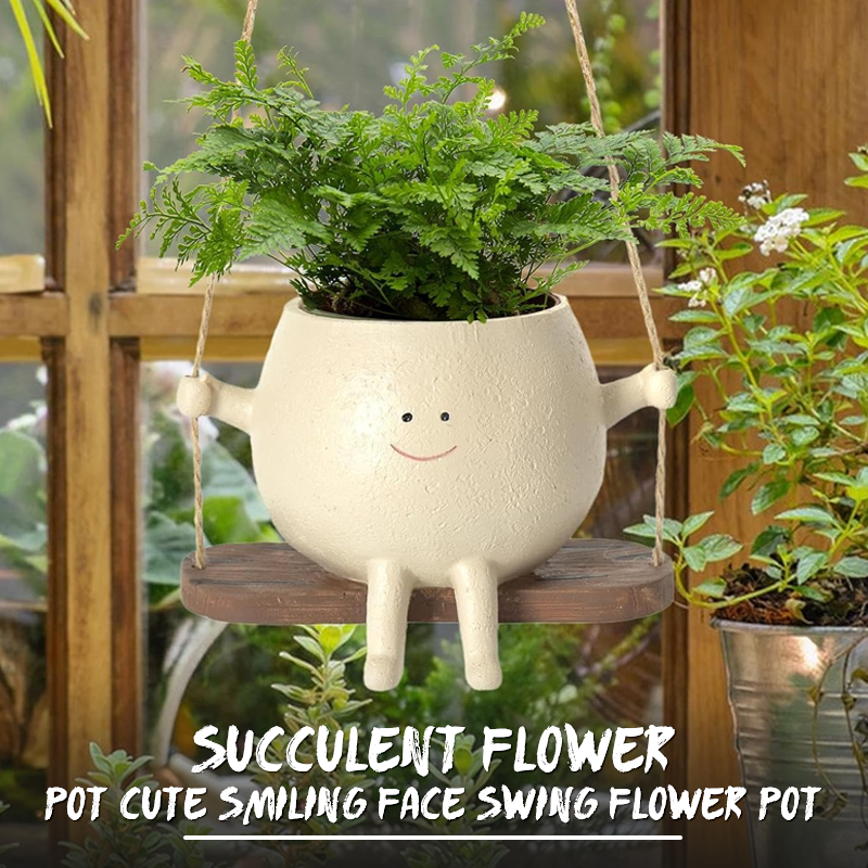 Sappige bloempot Schattig lachend gezicht Swing bloempot
