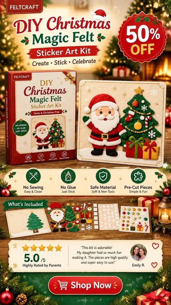 π DIY-kerstmagie: kunstset met viltstickers β afpellen, plakken en creatief aan de slag