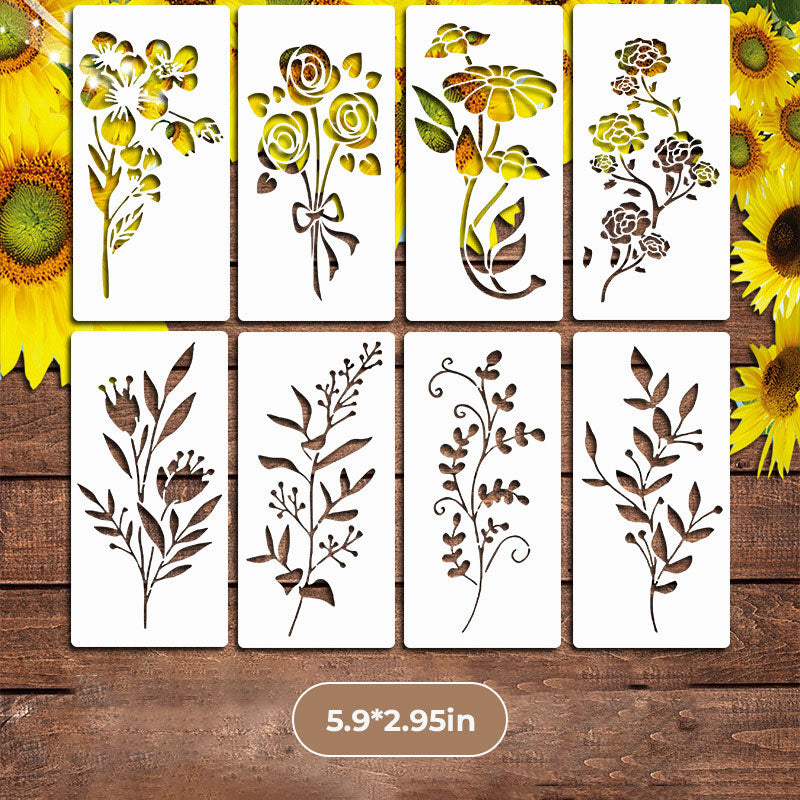 Kleine wilde bloemen bloemen schilderij mallen voor volwassenen kinderen meubels muren en hout kaart schilderen en andere ambachten, bevat miniatuur natuurlijke wijnstok kruid kunst mallen