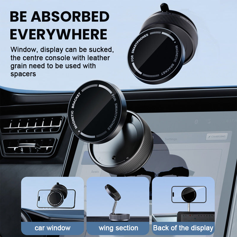 🚗📱Magnetische Telefoonhouder, Zuigende Autotelefoonhouder, Vacuüm Telefoonhouder met Eén-Step-Slot