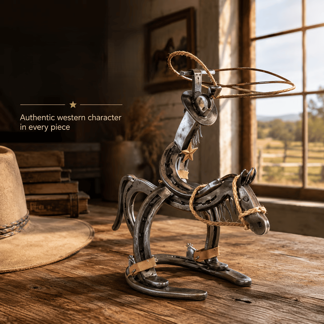 ๐ดโญ Handgemaakt Western Paardenbeeld โ Stoere Decoratie met Karakter! ๐ค ๐ต