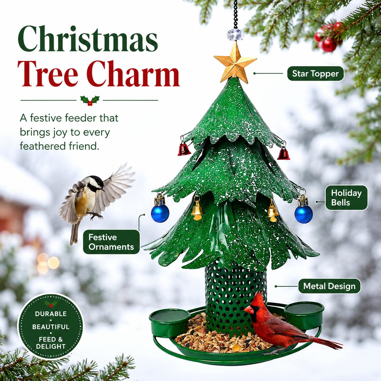 Kerstboom-vogelvoederbak 🎄 Feestelijke kerstversiering voor in de tuin