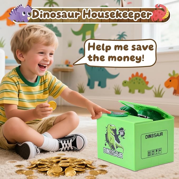 Maak Sparen Super Leuk Met Een Stiekeme Dino! 🦖💰✨ Automatische spaarpot, ideaal voor peuters om geld te sparen