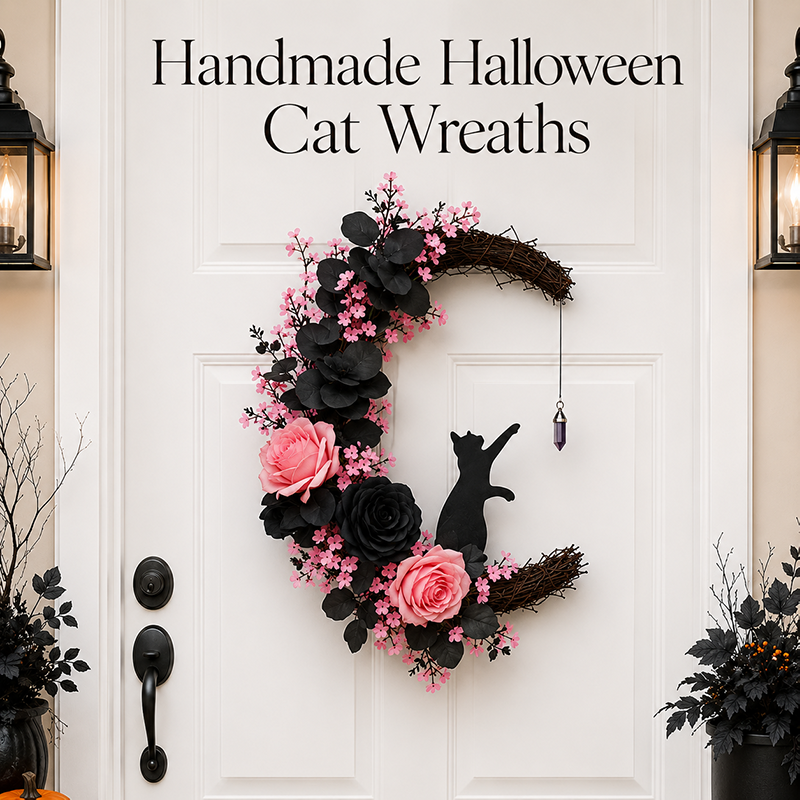 🐈⬛🌙Handgemaakte Halloween-kattenkrans