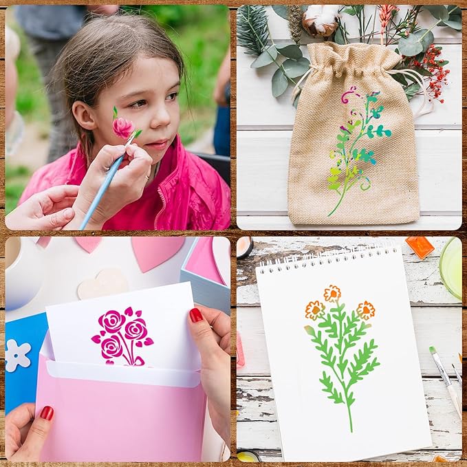 Kleine wilde bloemen bloemen schilderij mallen voor volwassenen kinderen meubels muren en hout kaart schilderen en andere ambachten, bevat miniatuur natuurlijke wijnstok kruid kunst mallen