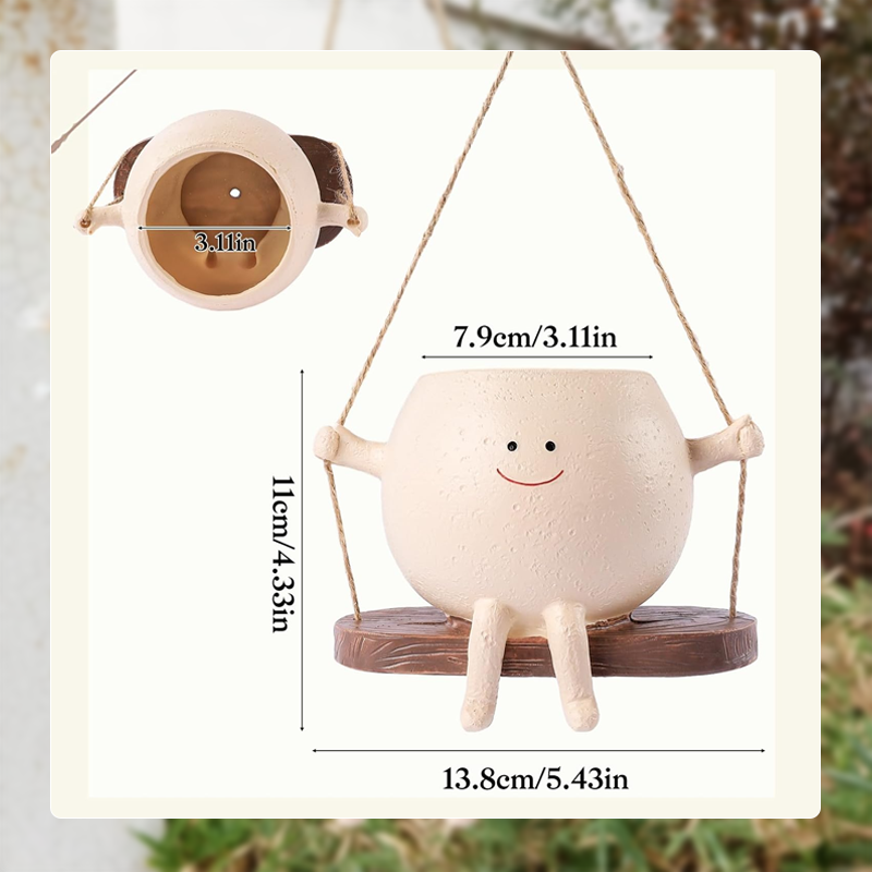 Sappige bloempot Schattig lachend gezicht Swing bloempot