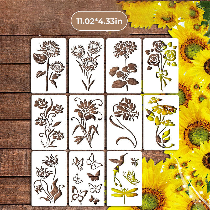 Kleine wilde bloemen bloemen schilderij mallen voor volwassenen kinderen meubels muren en hout kaart schilderen en andere ambachten, bevat miniatuur natuurlijke wijnstok kruid kunst mallen