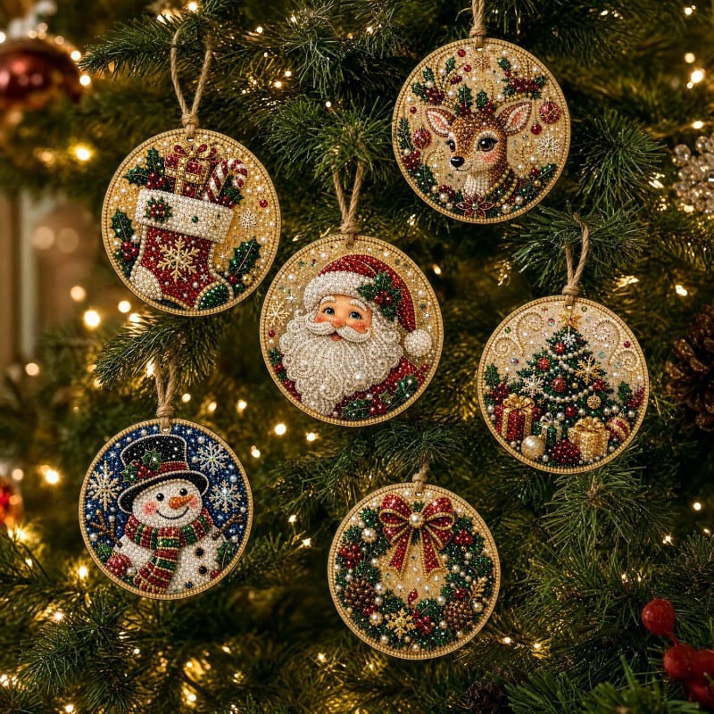 🎄💎 DIY Kerst Diamond Painting – Maak 6 Sprankelende Kersthangers!