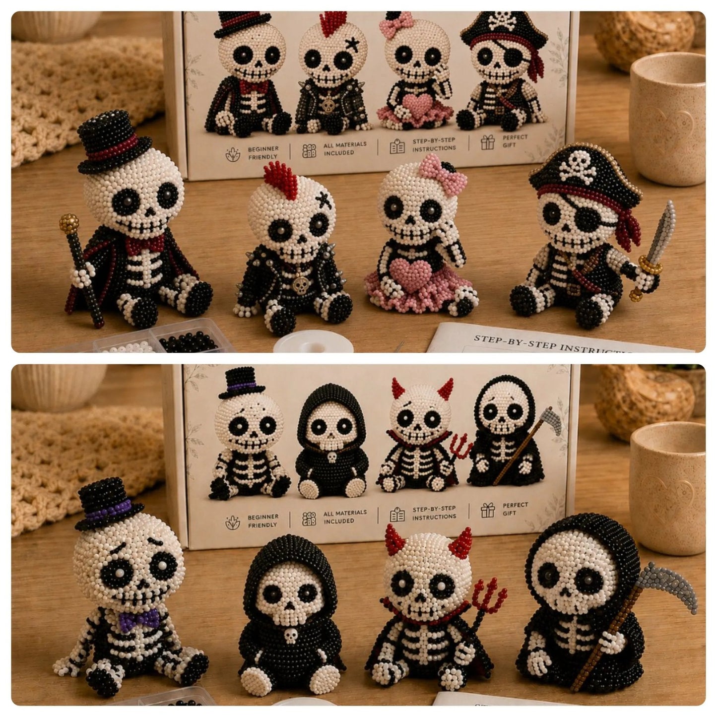 🔥Laatste dag: 50% KORTING 💀 3D-skelet-knutselpakket met kralen