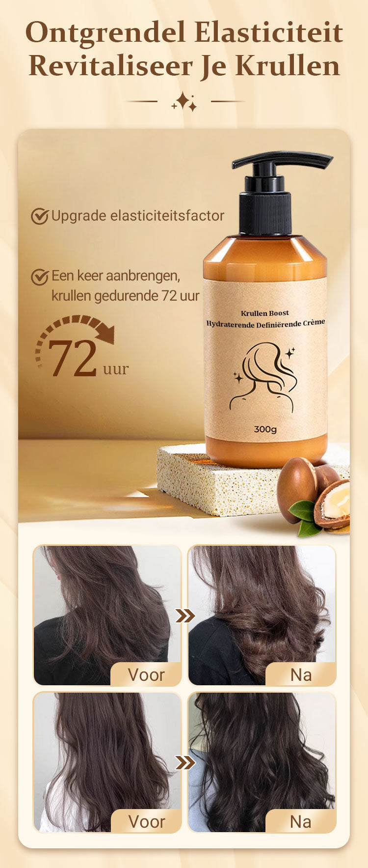 🔥2025 hete verkoop🔥Langdurig stylingvolume hydraterende elasticiteitverhogende crème voor krullend haa