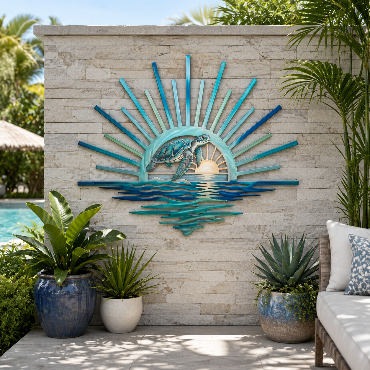 🌅 ‘Legend of the Sunset Tides’ metalen wanddecoratie – 🌊 Metalen wanddecoratie in vintage maritieme stijl