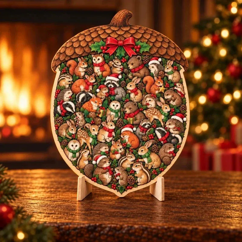 π Houten kerstpuzzel van 20 cm met standaard | 9 feestelijke ontwerpen om in elkaar te zetten en tentoon te stellen π§©