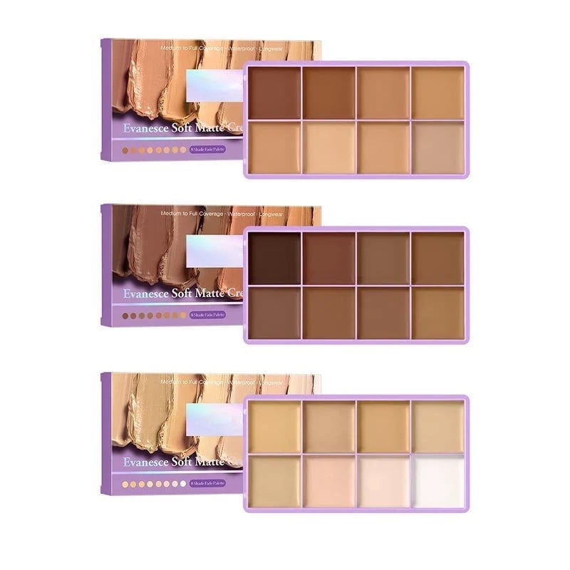β¨π₯π¨ 8-kleuren mat concealerpalet β Waterbestendig, volledige dekking voor het corrigeren, contouren en bedekken van tatoeages β¨