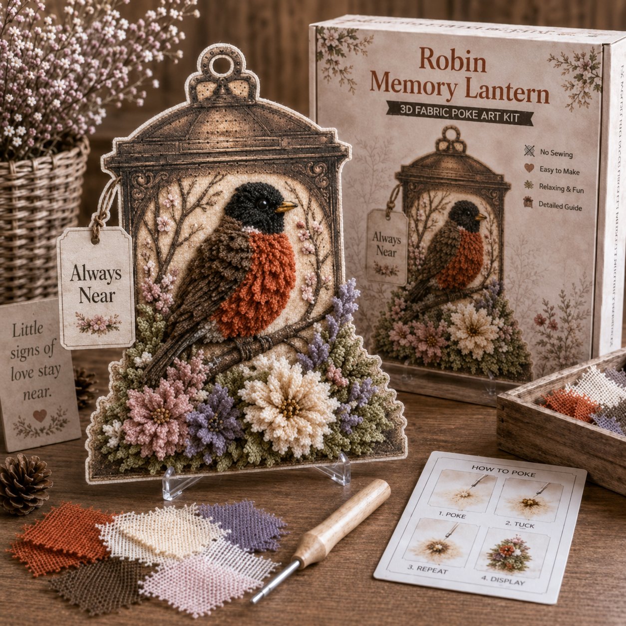 🔥UITVERKOOP🔥🕊️ 3D-souvenir-lantaarnpakket van stof ‘Always Near’ (om te beschilderen) 🐦