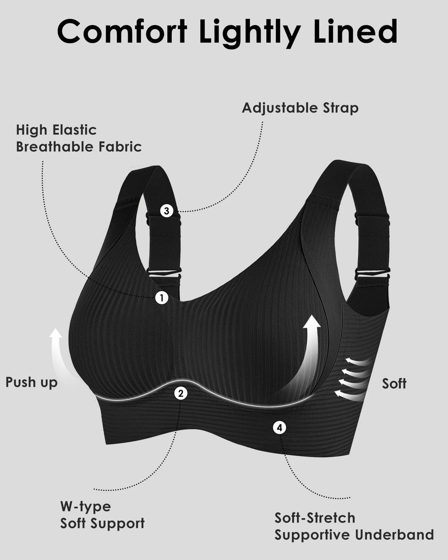 ⏳Wekelijkse speciale aanbieding:Koop 2, krijg 1 gratis❤️🎁Push-up bh met lint voor dames met verstelbare gebogen bandjes