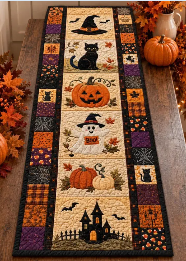 π Halloween-tafelkleed met quiltpatroon β gezellige herfstdecoratie in een handomdraai