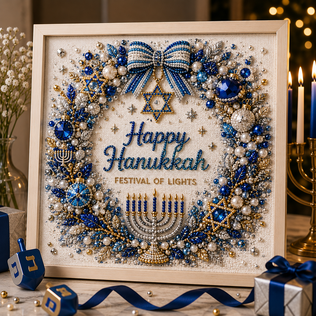 🕎✨ Hanukkah Pearl Art DIY-set — maak samen iets moois, parel voor parel
