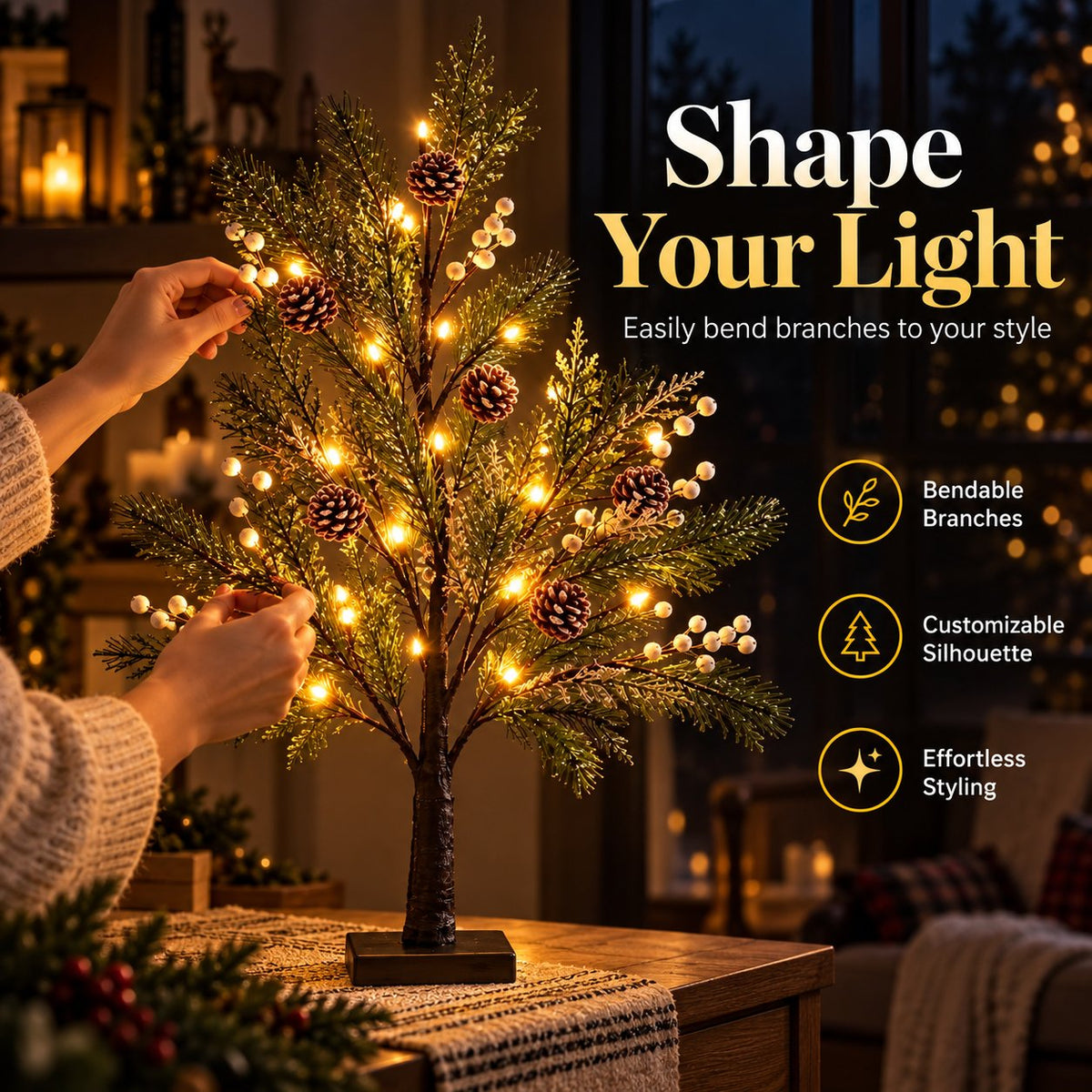 🎄💡 LED Lichtboom – Natuurlijke Elegantie voor Elk Seizoen 🌿✨