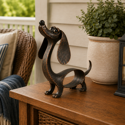 🐶✨ Antieke Bronzen Teckel Sculptuur – Tijdloze Charme Voor Elk Interieur!