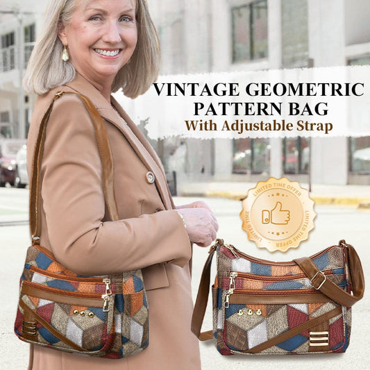 🔥Vintage Tas Met Geometrisch Patroon En Verstelbare Band👜