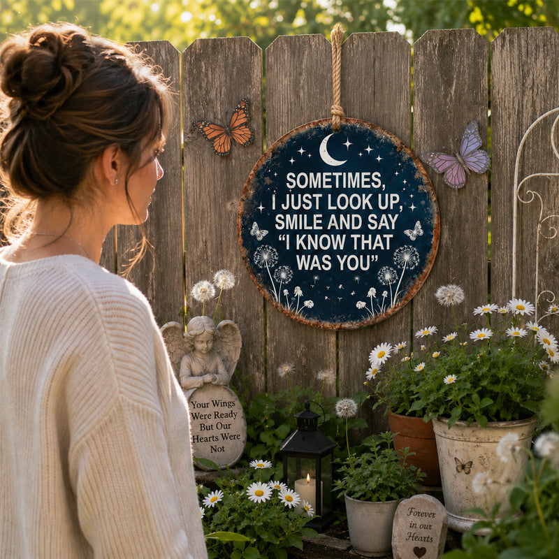 🌙🌿 Herdenkingsbord voor in de tuin – “Ik weet dat jij het was” herdenkingsdecoratie 💖🪦