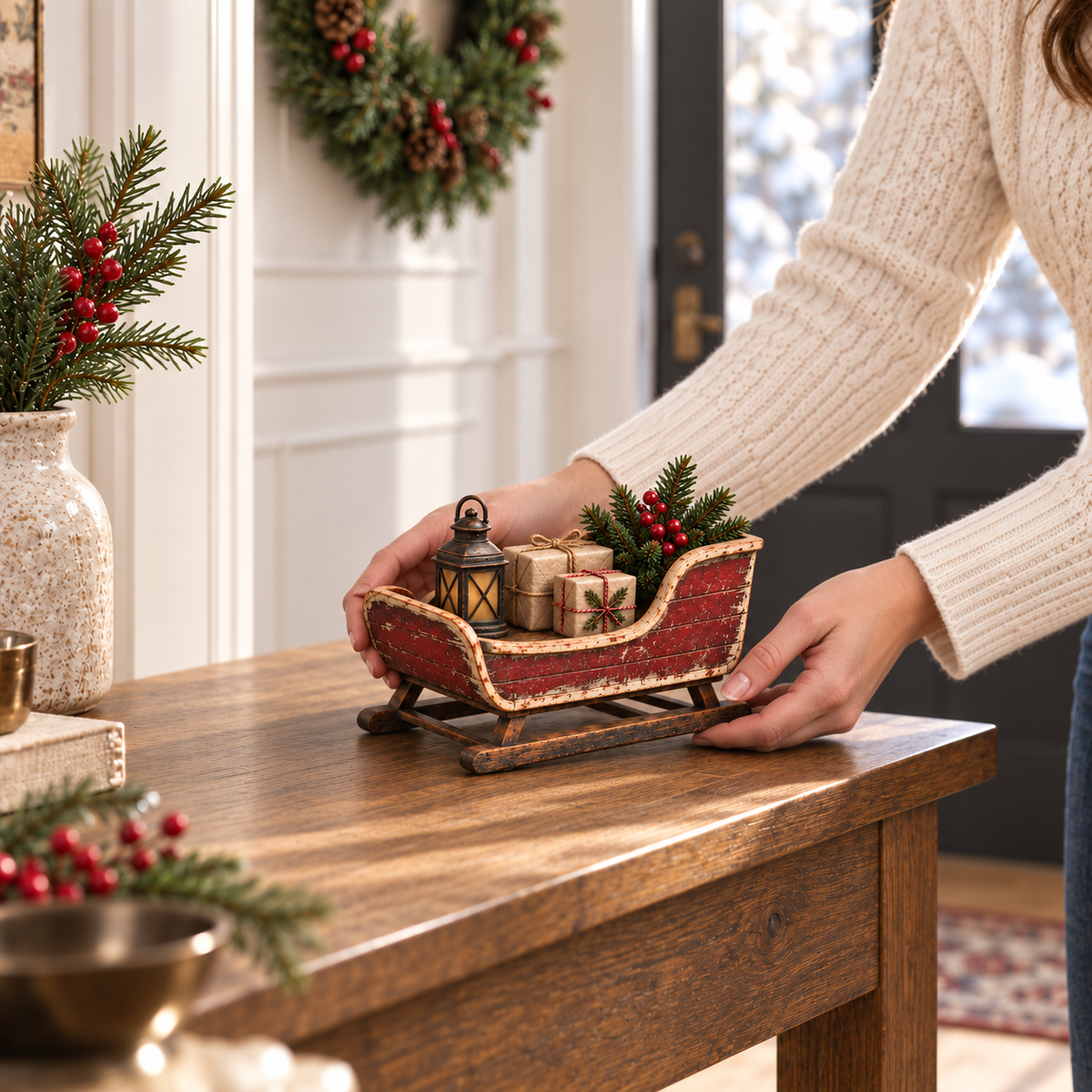 Vintage Christmas Eve Sleigh Figurine
