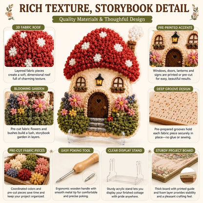 🔥Laatste dag: 50% KORTING - ✨Whimsical Village 3D-poke-art-set van stof