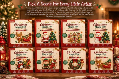 🎄 DIY-kerstmagie: kunstset met viltstickers – afpellen, plakken en creatief aan de slag