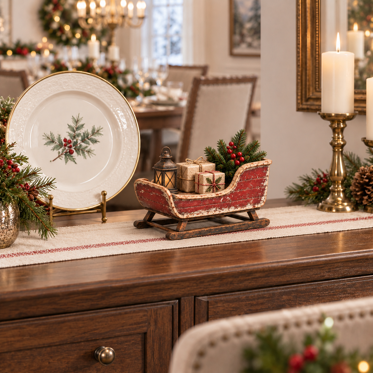 Vintage Christmas Eve Sleigh Figurine