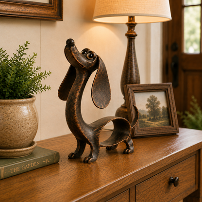 🐶✨ Antieke Bronzen Teckel Sculptuur – Tijdloze Charme Voor Elk Interieur!