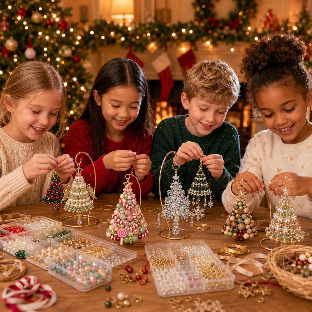 🎄 DIY-set voor kerstboomversieringen met kralen – Maak je eigen sprankelende kerstsouvenir! ✨💎