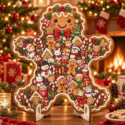 🎄 Houten kerstpuzzel van 20 cm met standaard | 9 feestelijke ontwerpen om in elkaar te zetten en tentoon te stellen 🧩
