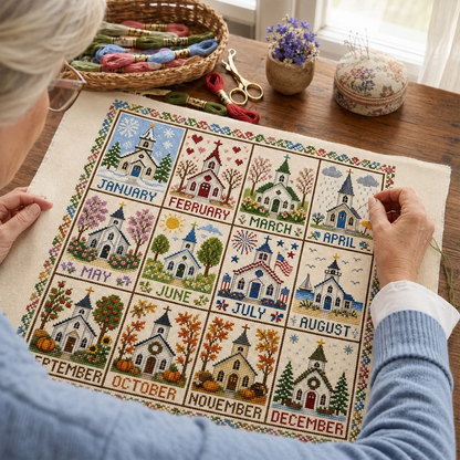 🧵✨ 12 Maanden Seizoensgebonden Borduurpakket – Creëer Warme Herinneringen Het Hele Jaar Door!
