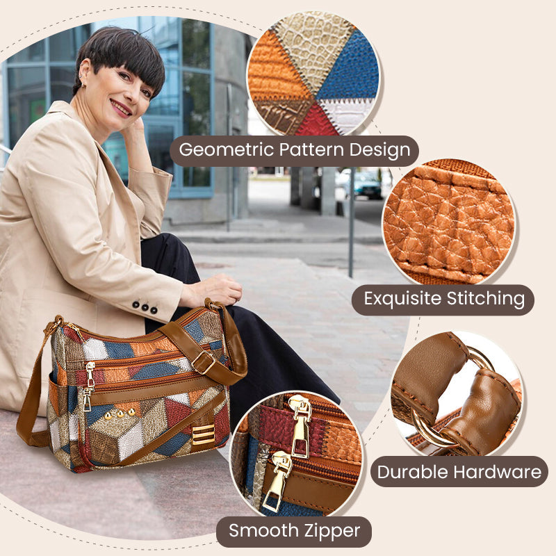 🔥Vintage Tas Met Geometrisch Patroon En Verstelbare Band👜