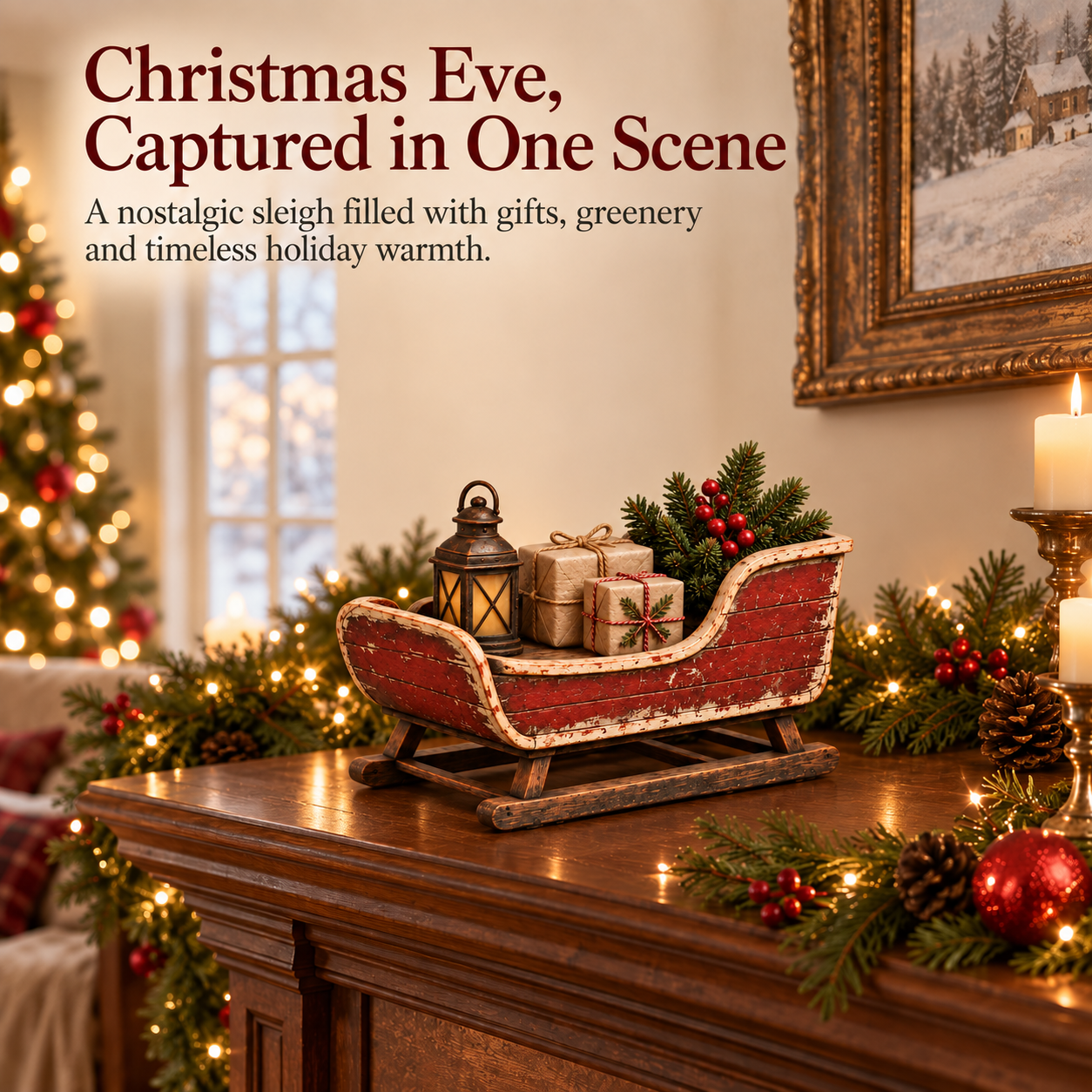 Vintage Christmas Eve Sleigh Figurine