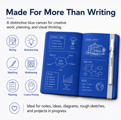 📘 Notedfy Think Blue-notitieboekje – Een andere pagina voor betere ideeën 💙