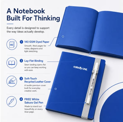 📘 Notedfy Think Blue-notitieboekje – Een andere pagina voor betere ideeën 💙