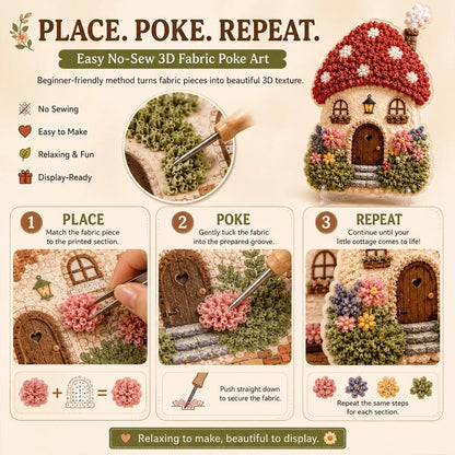 🔥Laatste dag: 50% KORTING - ✨Whimsical Village 3D-poke-art-set van stof