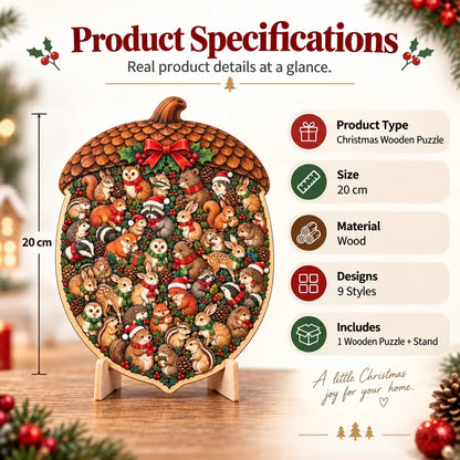 🎄 Houten kerstpuzzel van 20 cm met standaard | 9 feestelijke ontwerpen om in elkaar te zetten en tentoon te stellen 🧩