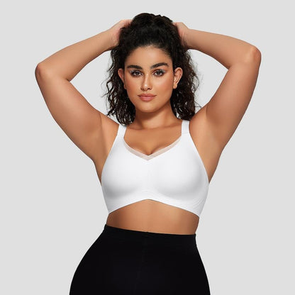 Damesschoenen Draadloze V-Hals Oversteek Mesh Naadloze Push-Up BH