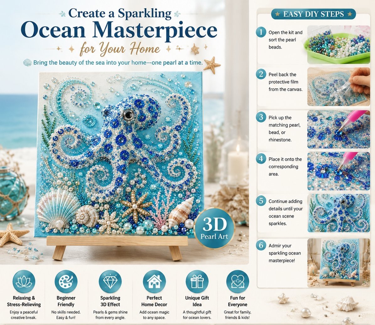 🌊✨ DIY-set ‘Parelkunst met oceaanthema’ – Ontspannend knutselproject om prachtige kunstwerken met een kustthema te maken