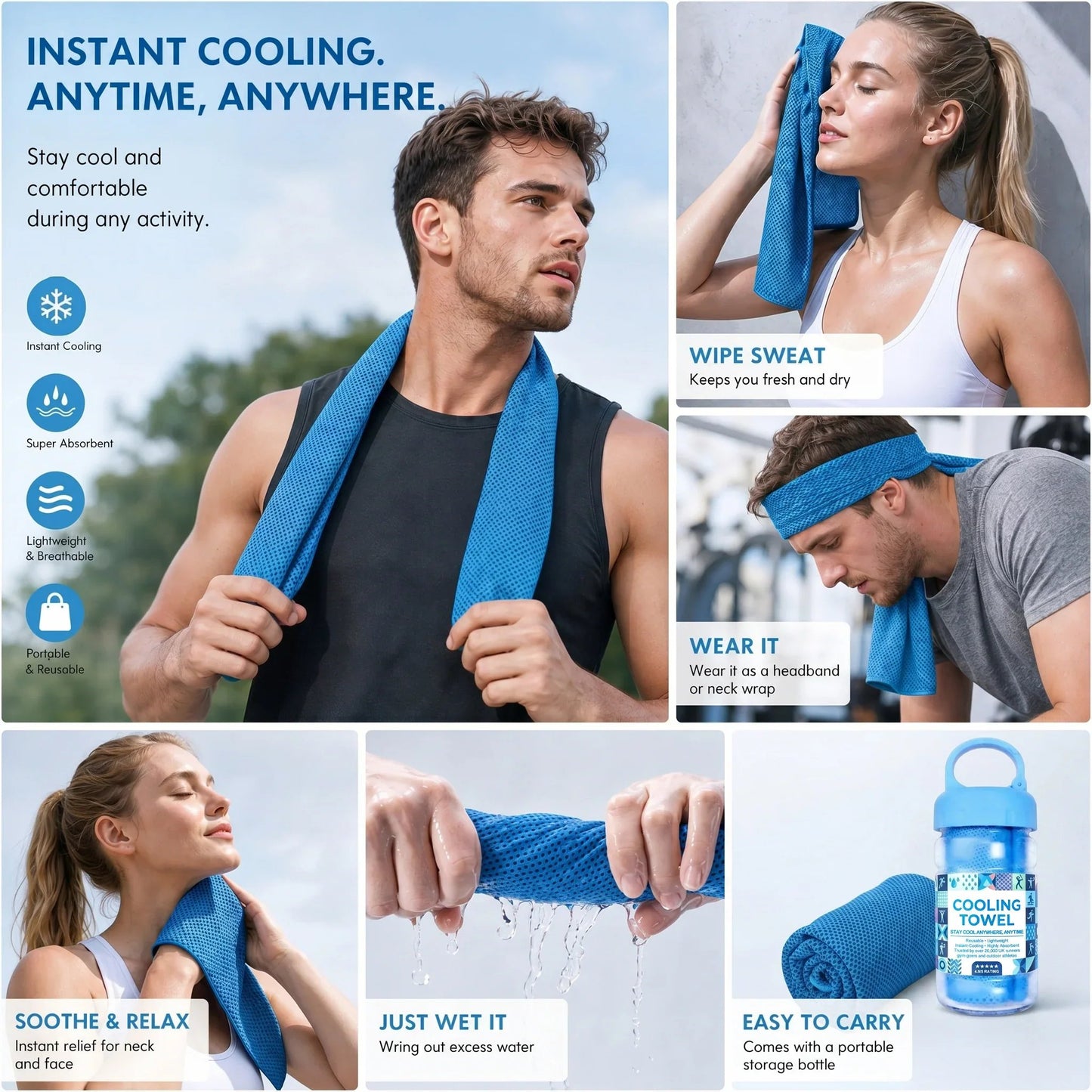 🏃❄️Handdoek tegen koud zweet die je overal en altijd kunt gebruiken! Herbruikbaar, zacht, absorberend, verkoelend en draagbaar