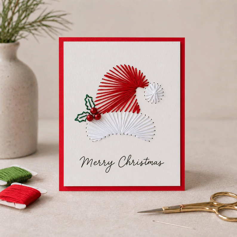 🎄🧵DIY-set voor een kerstkaart met string art