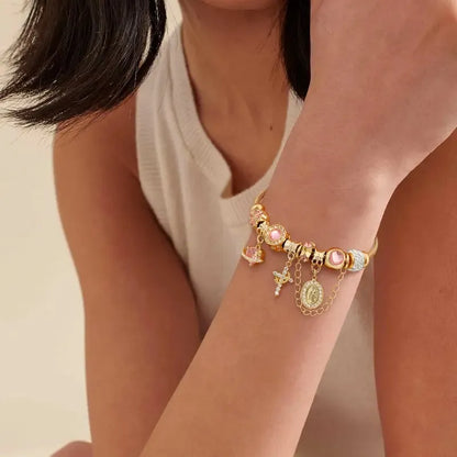 ✨Goud- en zilverkleurige Aurora-armband met slangenketting en meerdere elementen